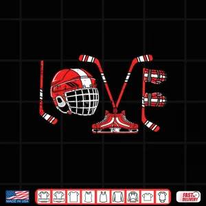 Design Valentines Day Love Ice Hockey Items Men Boys Kids Teens Shirt