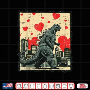 Design Valentines Day Japanese Monster Hearts Kaiju Men Women Kids Shirt