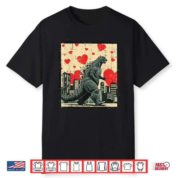 Valentines Day Japanese Monster Hearts Kaiju Men Women Kids Shirt