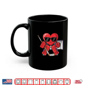 Mug Valentines Day Heart Ice Hockey Goalie Men Boys Kids Shirt
