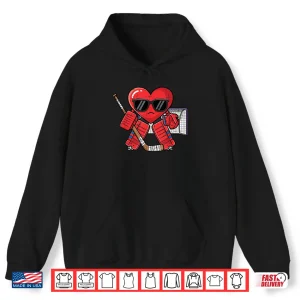 Hoodie Valentines Day Heart Ice Hockey Goalie Men Boys Kids Shirt