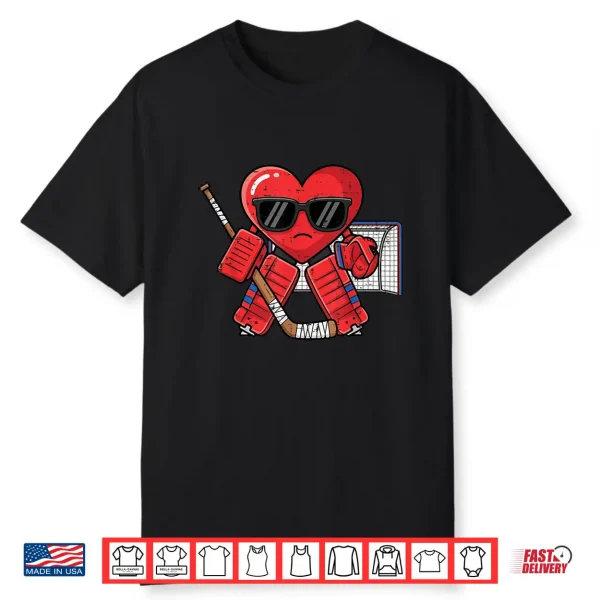 Valentines Day Heart Ice Hockey Goalie Men Boys Kids Shirt