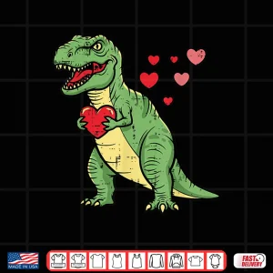 Design Valentines Day Dino Heart Funny Love Trex Boys Kids Toddler Shirt