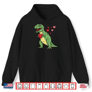 Hoodie Valentines Day Dino Heart Funny Love Trex Boys Kids Toddler Shirt