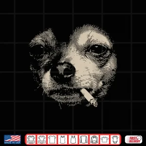 Design Smoking Chihuahua Meme Funny Dog Face Y2K Grunge Dog Shirt