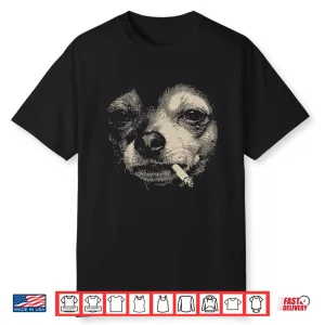 Smoking Chihuahua Meme Funny Dog Face Y2K Grunge Dog Shirt