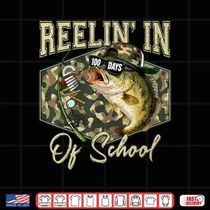 Reelin' In 100 Days Of School Bass Fishing Lover Boy Teen Shirt 4 Design Reelin in 100 Days of School Bass Fishing Lover Boy Teen Shirt