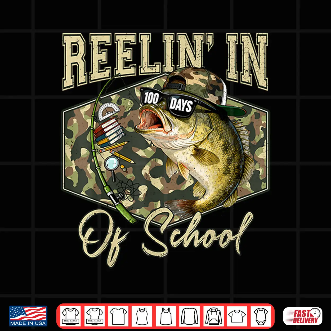 Reelin’ In 100 Days Of School Bass Fishing Lover Boy Teen Shirt Reelin’ In 100 Days Of School Bass Fishing Lover Boy Teen Shirt