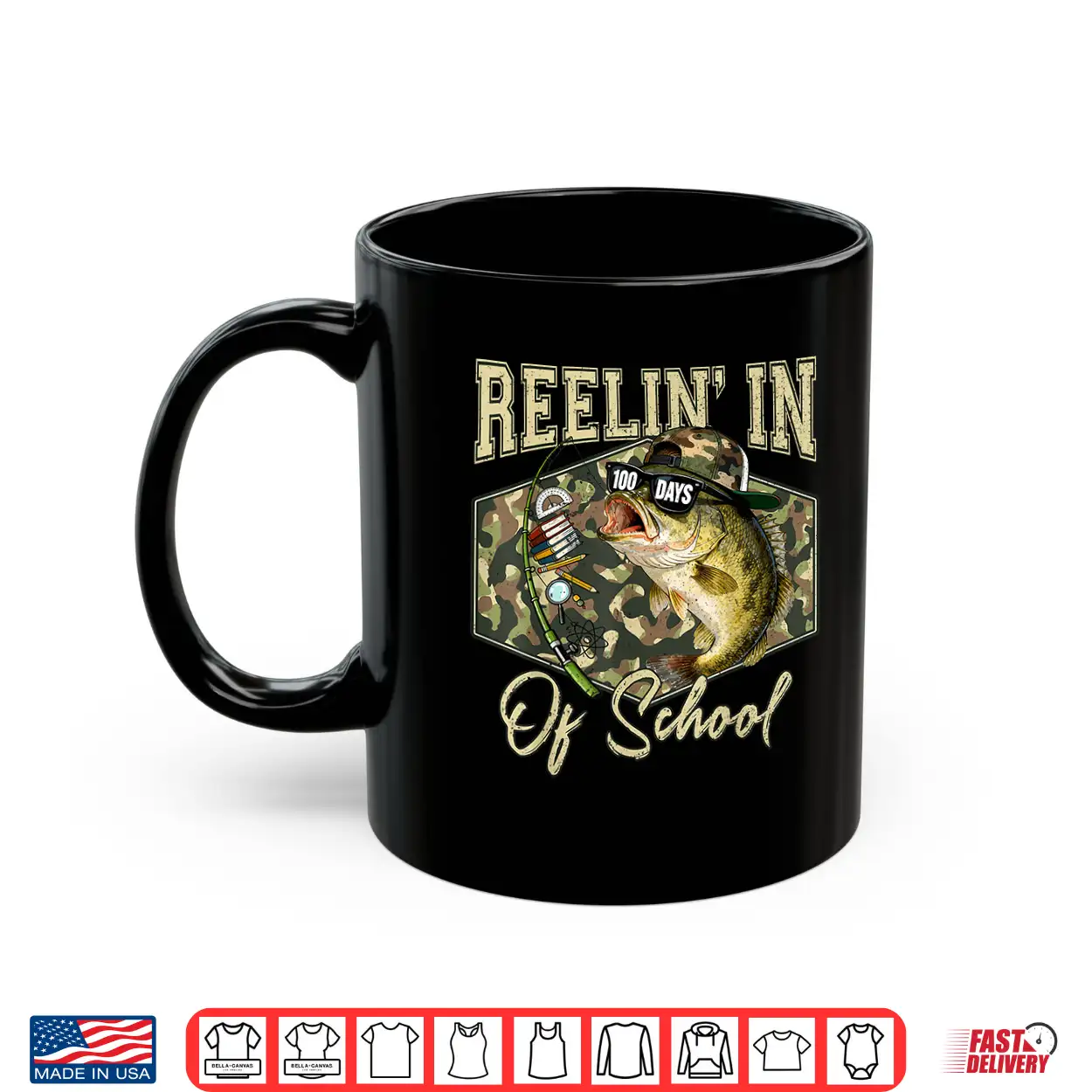 Reelin’ In 100 Days Of School Bass Fishing Lover Boy Teen Shirt Reelin’ In 100 Days Of School Bass Fishing Lover Boy Teen Shirt