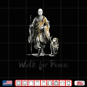 Design Minimalist Zen Art Walk for Peace Monks with Aloka Dog Shirt 2