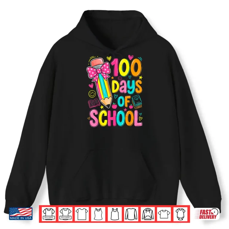100Th Day Of School Kids Girls 100 Days Teachers Shirt 1 Hoodie 100th Day of School Kids Girls 100 Days Teachers Shirt