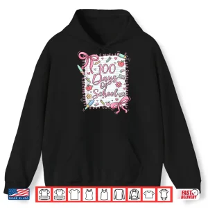 Hoodie 100 Days of School Coquette Bow for Girls 100th Day Teacher Shirt