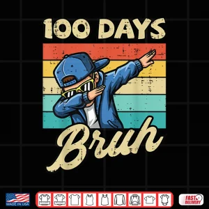 Design 100 Days of School Bruh Boy Dab Retro 100th Day Boys Kids Shirt