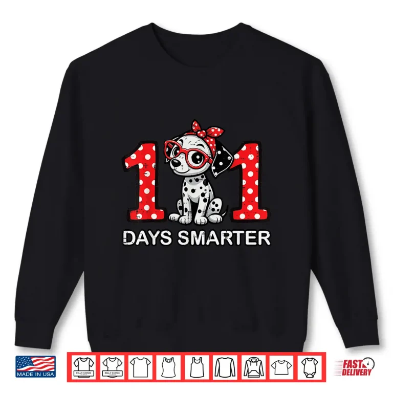 Sweatshirt 100 Days Smarter Dalmatian 100 Days 100th Day of School Kids Shirt