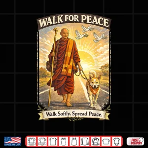Design Walk for Peace Monks with Aloka The Peace Dog Shirt