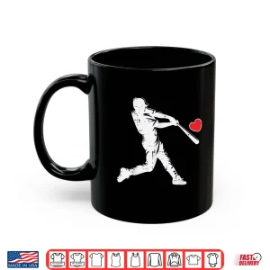 Mug Valentines Day Baseball Batter Silhouette Heart Men Boys Kid Shirt