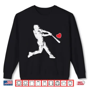 Sweatshirt Valentines Day Baseball Batter Silhouette Heart Men Boys Kid Shirt