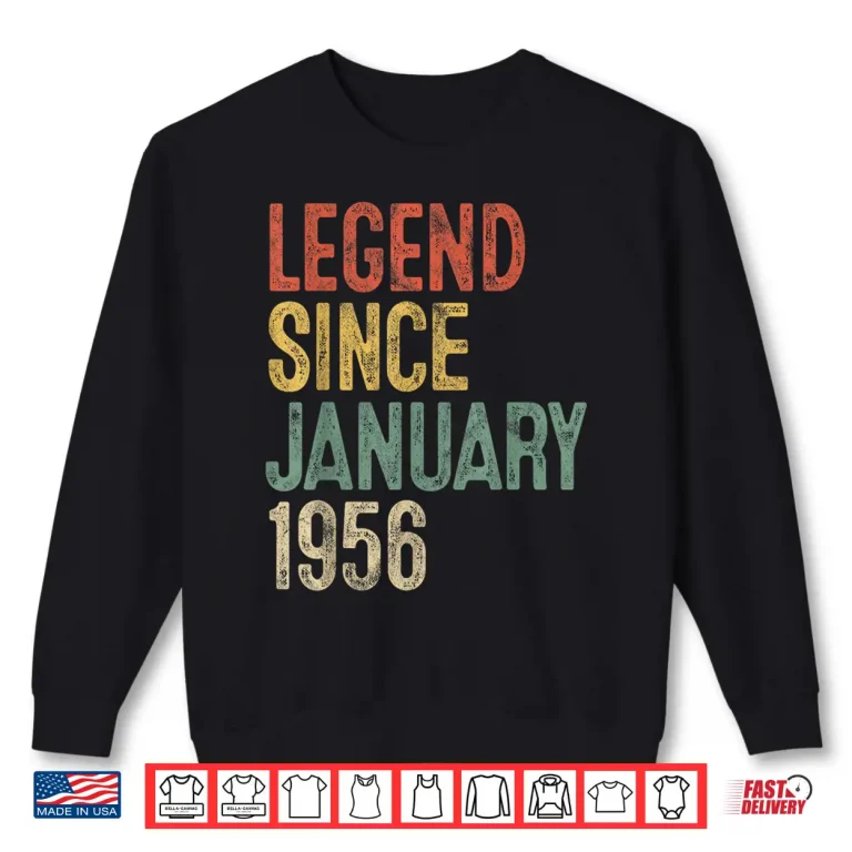 Sweatshirt Legend January 1956 70th Birthday Men Women 70 Year Old Shirt