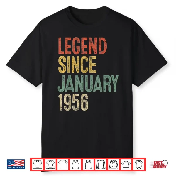 Legend January 1956 70Th Birthday Men Women 70 Year Old Shirt