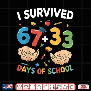 Design I Survived 100 Days of School 33 67 Meme Teacher Student Shirt