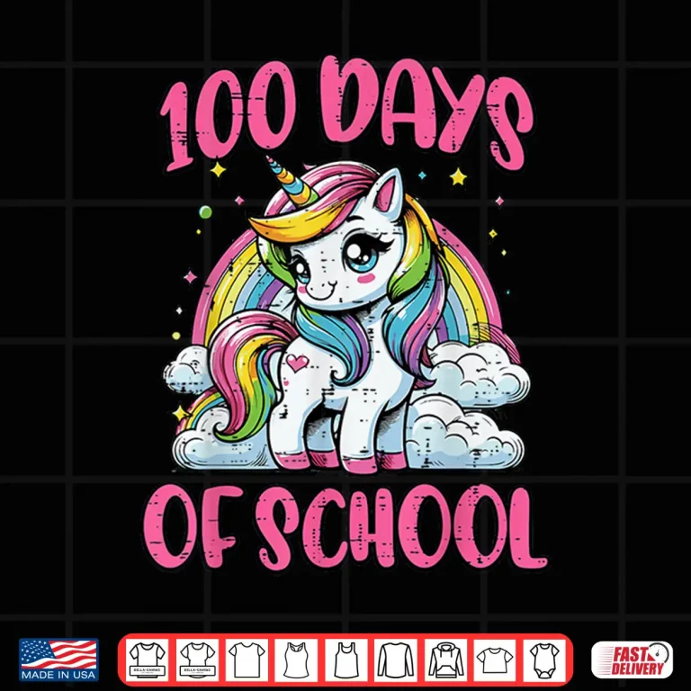 Design 100 Days of School Unicorn Cute 100th Day Girls Kids Toddler Shirt