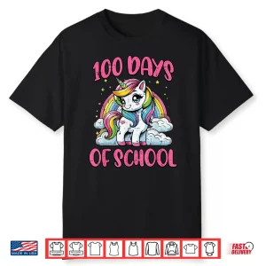 100 Days Of School Unicorn Cute 100Th Day Girls Kids Toddler Shirt