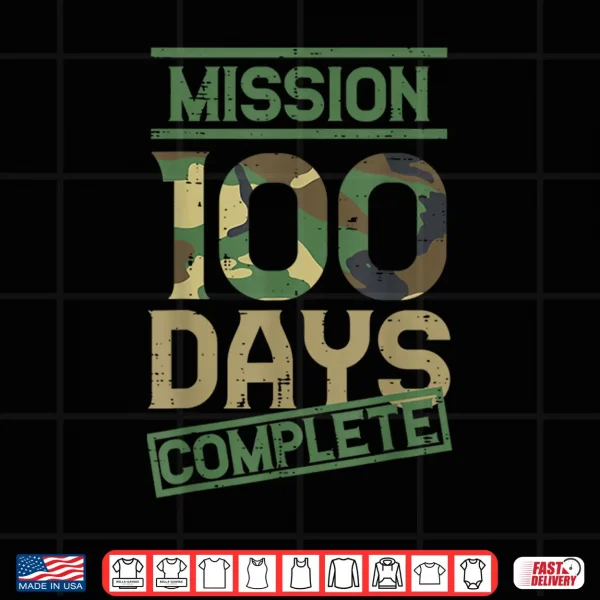 Design Mission 100 Days of School Complete Camo 100th Day Boys Kids Shirt