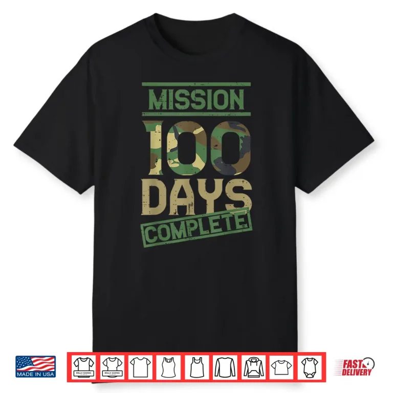 Mission 100 Days of School Complete Camo 100th Day Boys Kids Shirt