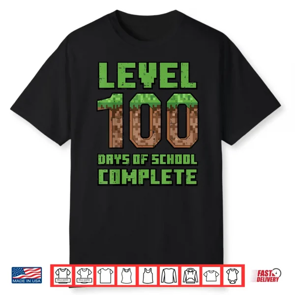 Level 100 Days Of School Complete Gamer 100Th Day Boys Kids Shirt