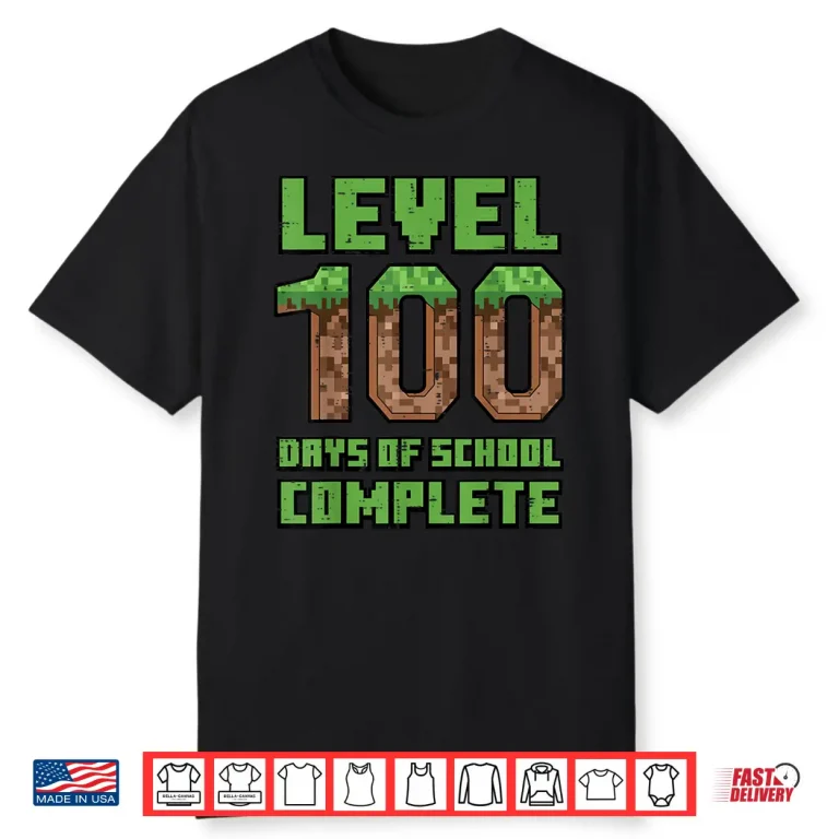 Level 100 Days of School Complete Gamer 100th Day Boys Kids Shirt