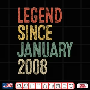 Design Legend January 2008 18th Birthday Boy Girl 18 Year Old Shirt