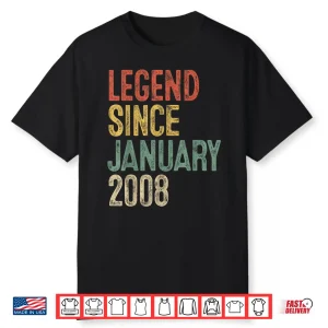 Legend January 2008 18Th Birthday Boy Girl 18 Year Old Shirt