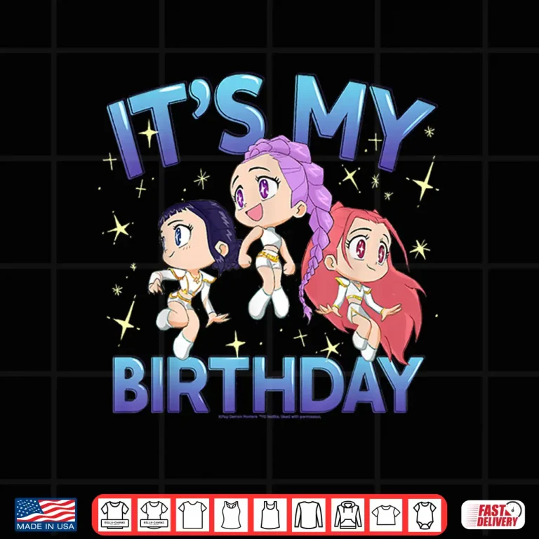 Design Kpop Demon Hunters Its My Birthday Cute Chibi Group Shot Shirt