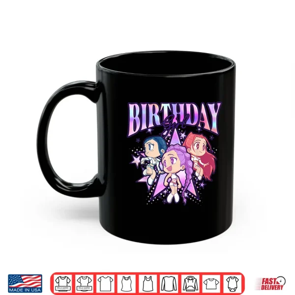 Mug Kpop Demon Hunters Birthday Girl Cute Chibi Group Shot Shirt