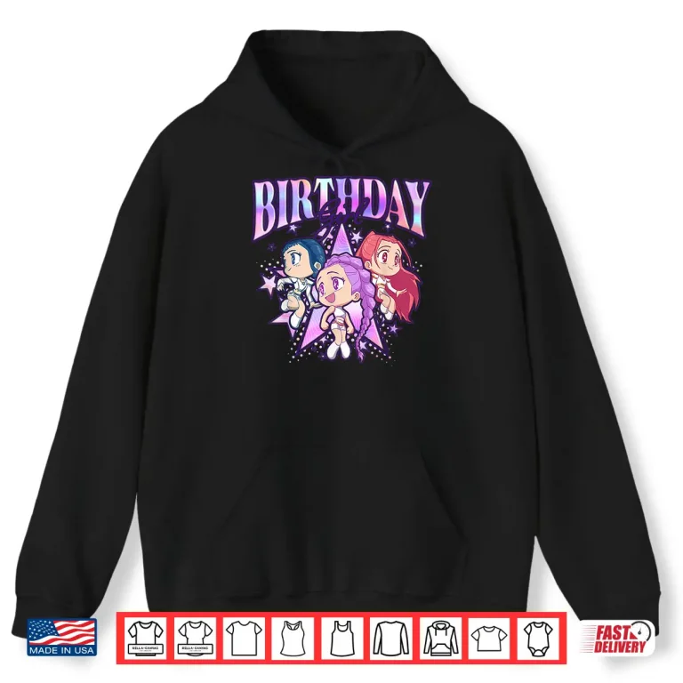 Hoodie Kpop Demon Hunters Birthday Girl Cute Chibi Group Shot Shirt