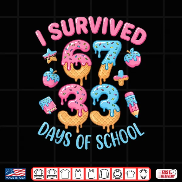 Design I Survived 100 Days of School 6733 Days Teachers 100th Day Shirt