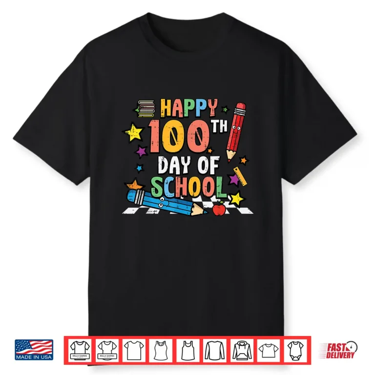 Happy 100th Day of School Pencils 100 Days Men Women Kids Shirt