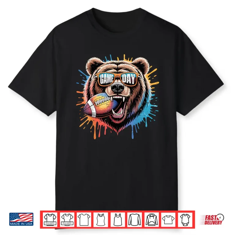 Funny Football Bear Game Day Vintage Shirt Fans tees Shirt