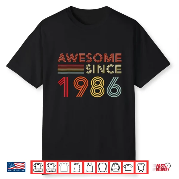 40 Birthday Decorations Men 40Yr Awesome 1986 40Th Birthday Shirt