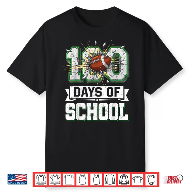 100th Day of School Football 100 Days of School Boys Kids Shirt