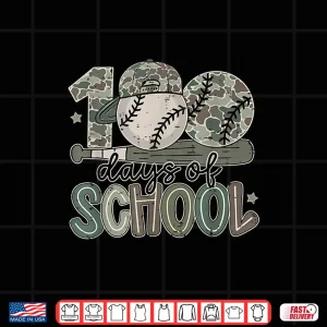 Design 100 Days of School Baseball Camo Funny Boys Kids 100th Day Shirt