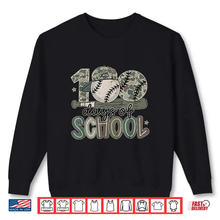 Sweatshirt 100 Days of School Baseball Camo Funny Boys Kids 100th Day Shirt