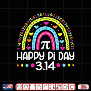 Design Happy Pi day Rainbow 3.14 Pi Number Math Teacher Women Girls Shirt