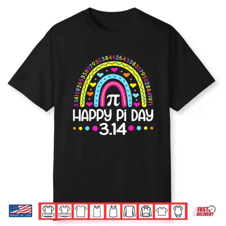 Happy Pi day Rainbow 3.14 Pi Number Math Teacher Women Girls Shirt