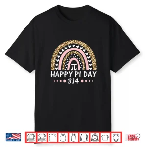 Happy Pi Day Mathematic Math Teacher Gift Leopard Rainbow Shirt