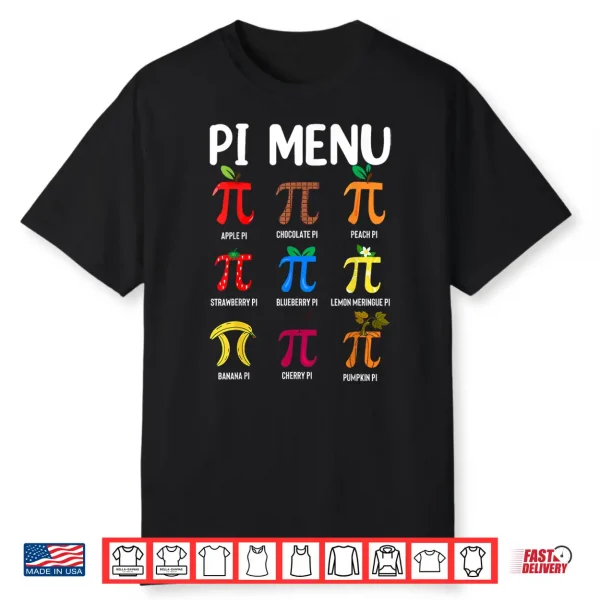 Pi Menu 3.14 Pi Symbol Math Teacher Happy Pi Day Shirt