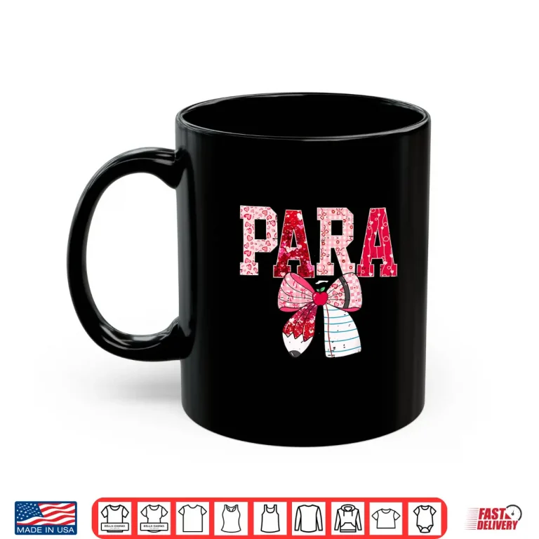 Mug Coquette Bow Pencil Funny para Teacher Valentine Red Hearts Shirt