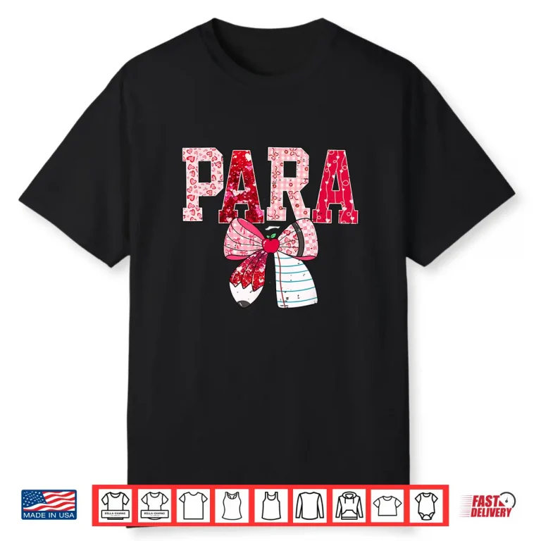 Coquette Bow Pencil Funny para Teacher Valentine Red Hearts Shirt