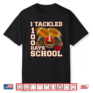 100 Days Of School Football Boys Kids 100Th Day Of School Shirt