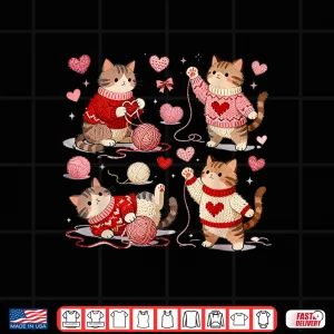 Design Happy Valentine Cute Crochet Cat Love Design Shirt